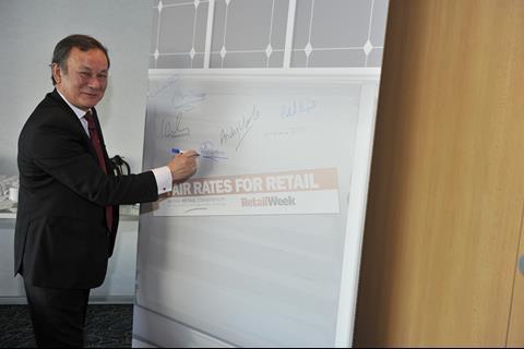 Rob Templeman shows his support for Fair Rates for Retail at Retail Week Live